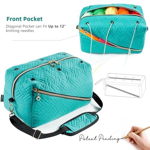 Crochet Bag Organizer - Knitting Bag - Yarn Storage Organizer - Yarn Bag for Crocheting - Yarn Holder for Crochet Accessories, Knitting Needles, Crochet Hooks, Crocheting & Knitting Gifts,