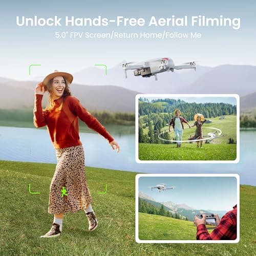 Drone with EIS 4K Camera for Adults, GPS Drone with 5.0" Screen on Controller, 70 Mins Flight, Long Range Transmission, AI Track&Orbit Mode, Follow Me, Auto Return, Lightweight and Foldable RC Drones for Beginner Toy Gifts, Under 249g