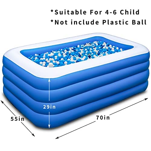 Inflatable Swimming Pool, 70x55x29 inch Inflatable Pool, Family Pool, Summer Water Party, Kids, Outdoor, Garden, Backyard (A 70x55x29in)