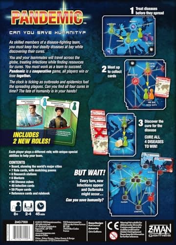 Pandemic Board Game - Cooperative Strategy for Adults & Families, Stop Global Disease Outbreaks, Adult Board Games, Teamwork & Strategy, Fun for Adults, 2-4 Players Ages 8+, 45-60 Minute Playtime