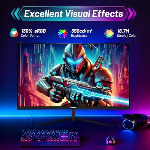 24 Inch Curved 180Hz Gaming Monitor, 1800R Curved Gaming Monitor, 1ms MPRT, FHD(1920×1080P), Freesync, HDMI2.0,DP1.4, VESA Mountable(HDMI Cable Incl.)