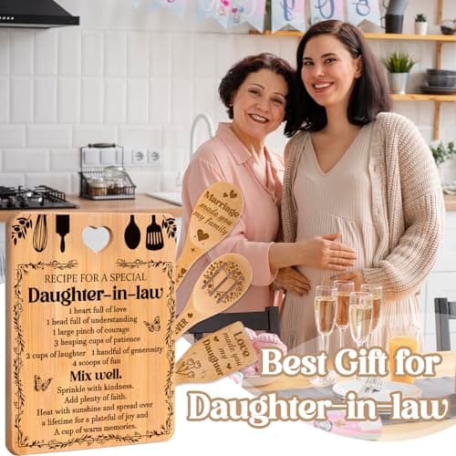 Gifts for Daughter in Law - "Recipe for a Special Daughter-in-Law" Daughter in Law Birthday Gifts Cutting Board Set, Bamboo-Made Engraved Utensil Set Christmas Gifts for Daughter in Law