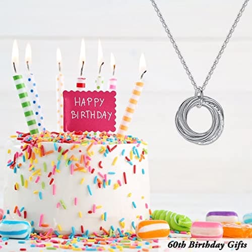 Birthday Gifts for Women, Sterling Silver Chain Circles Necklace 30th 40th 50th 60th 70th 80th 90th Birthday Necklace for Her Woman 30 40 50 60 70 80 90 Years Old Birthday Gifts for Women