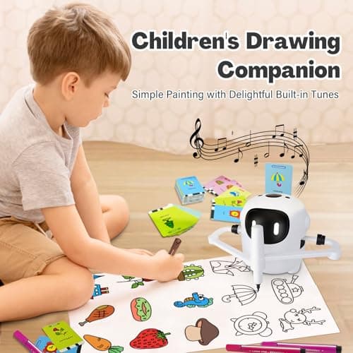 RIVGOT Drawing Robot for Kids with 150 Cards, Voice Interactive Educational Drawing Machine, Montessori Painting Learning Toys for 3 4 5 6 7 8 Year Old Boys Girls Birthday Party B0DPC68W8D