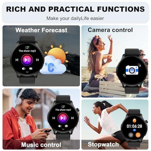 Smart Watch for Men Women Fitness: Waterproof Make Answer Call Digital Mens Watches Running Pedometer Step Tracker Smartwatch Android Phone iPhone Samsung Compatible Sleep SpO2 Heart Rate Monitor