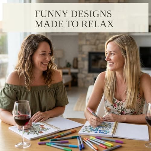 Funny Coloring Books with a Lot of Laughs - The Perfect Stress Relieving Gift for Women and Friends Beautiful Coloring Book Set of 2 for Adult Relaxation with Floral Designs B0DNK9H45K