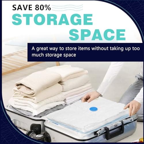 Vacuum Seal Bags for Clothing with Electric Pump, 6 Pack (2 Jumbo 2 Large 2 Medium Vacuum Storage Bags) Space Bags Vaccine Vacuum Sealed Storage Bags for Travel Luggage Blankets Bedding