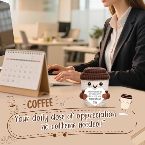 Thank You Gifts for Coworkers Teacher Nurse Employee Christmas Farewell Appreciation Office Desk Decor Mini Coffee Lover Gift Appreciation Gift for Women Men Coworkers Thank You Gift Crochet Coffee Cup B0FQTJYVLP