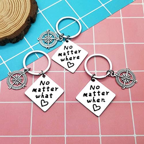 Ciyumu Best Friends Keychain Set of 3 Long Distance Relationship Friendship Gifts Graduation Christmas Birthday Gifts for Best Friends Sister Brother No Matter Where No Matter What No Matter When Keychain