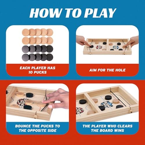 Fast Sling Puck Game - Super Winner Slingshot Puck Board Game - Sling It Shot 2 Player Hockey Table for Kids, Teen and Adults - Christmas Indoor Family Tabletop Games