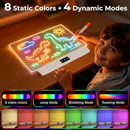 Bylitodt Neon Light Up Drawing Tablet with 10 Tracing Sheets, Arts and Crafts for Kids, Girls Birthday Gifts Idea(White) 16 Inch LED Drawing Board for Kids Rechargeable, LED Note Board with Colors B0GCN75SFT