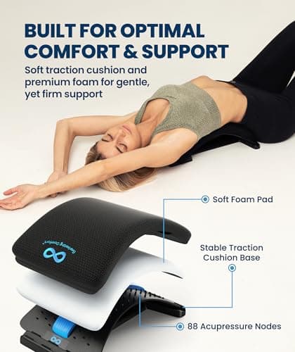Everlasting Comfort Lumbar Support Board Back Stretcher for Lower Pain Relief - Adjustable Spine Decompression with 88 Acupressure Nodes - Back Cracking Device with Chair Strap for Posture Correction