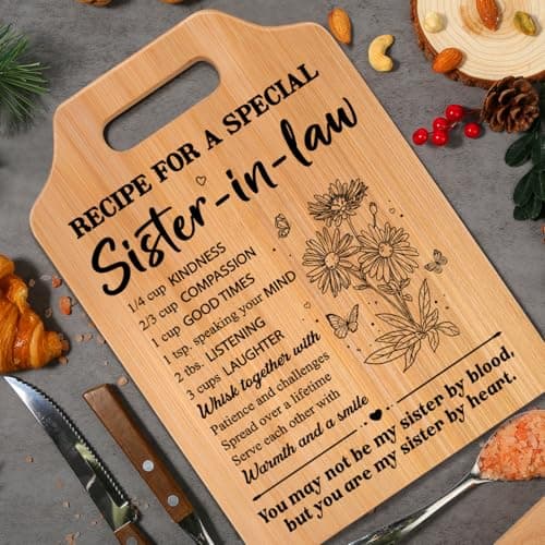 Gifts for Sister in Law, Sister In Law Birthday Gifts, Unique Recipe Cutting Board for Sister in Laws, Mothers Day, Christmas, Housewarming Gifts for Sister in Law Adult