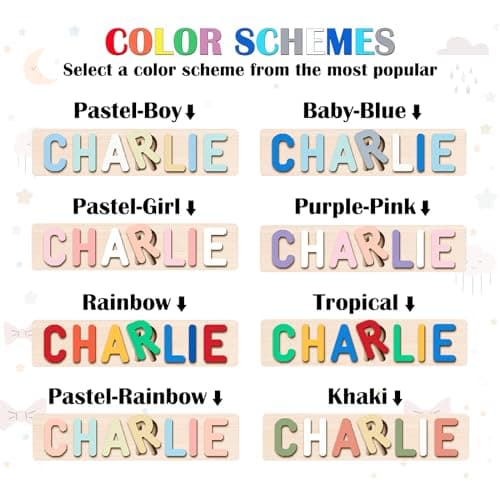 Personalized Wooden Name Puzzles for Toddlers 1-3 | Custom Wooden Name Puzzle for Easter Basket Stuffers for Toddler | Customized Baby Gifts for Boys Girls First Birthday B0CRP7NTR5