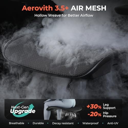 CAPOT Ergonomic Mesh Office Chair, Adjustable Lumbar High Back Desk Chair 400lbs, 4D Flip-up Arms, 3-Level Tilt Backrest, 3D Headrest, PU Wheels, Swivel Rolling Computer Seating for Long Desk Work