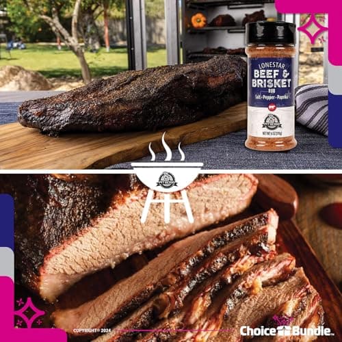 Pit Boss Lonestar Beef & Brisket - Texas Style Premium BBQ Barbecue Mixed Seasoning Spice & Rub 2 pk Choice Bundle (12 oz) + Guide & Bottle Opener (4 Items)!