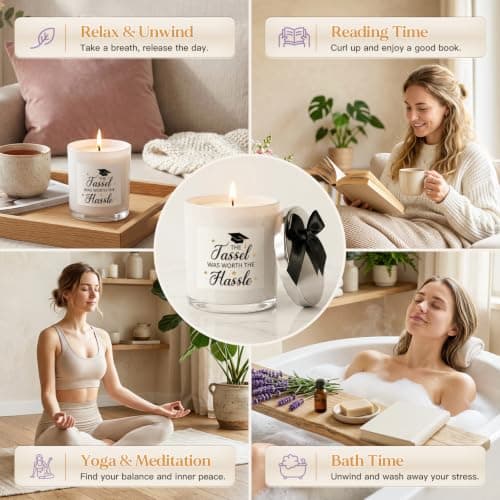 Graduation Gifts for Graduates Daughter Son Friends, College/High School/Masters Degree Graduation Gift, Up to 60Hr Burn Time Graduation Gift for Her Him, Grad Candle, 10oz Lavender Scented Candle B0H7JRB68V