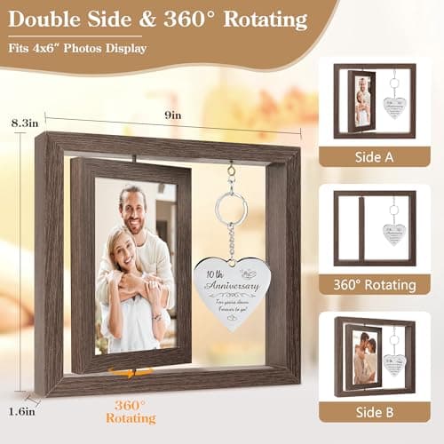 10 Year Anniversary Picture Frame Gifts for Couple 10 Year Anniversary Decorations Gifts for Wife 10 Year Gift Anniversary Customized Photo Frame Happy 10th Aniversario Decorations Gift for Him