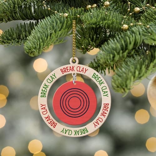 Shooting Target Shaped Christmas Ornament, Shooting Clay Ornaments, Skeet Shooter Decor, Shoot Sport Player Wooden Ornament for Xmas Tree, Keepsake Gift for Shooters Men Him Dad Brother, Break Clay