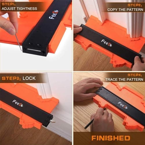 Contour Gauge (12 Inch) with Lock Profile Tool, Christmas Gifts for Men Dad Husband Him Super Contour Duplicator Men Gifts Woodworking Tools Carpenter Tools Construction Outline Angle Measuring Tool