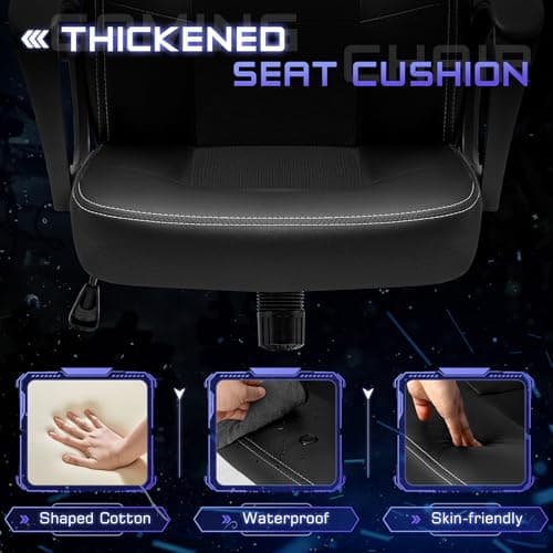 Office Gaming Chair High Back Leather Computer Chairs Ergonomic Height Adjustable Racing Game Desk Chair Executive Conference Task Chair (Black)