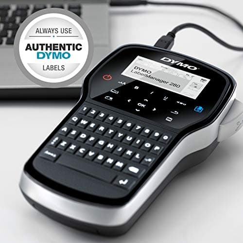 DYMO Label Maker LabelManager 280 Rechargeable Portable Label Maker Easy-to-Use One-Touch Smart Keys QWERTY Keyboard PC and Mac Connectivity For Home & Office Organization