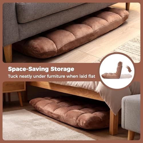 COSTWAY Floor Chair, Video Gaming Chairs with Back Support, Adjustable 14-Position, Alloy Steel Frame, Lazy Sofa Lounge Recliner for Adults Kids (Tan)