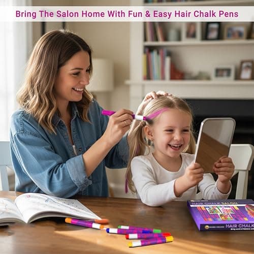 Desire Deluxe Hair Chalk for Girls Makeup Kit of 10 Temporary Colour Pens Gifts, Great Toy for Kids Age 5 6 7 8 9 10 11 12 13 Years Old, "Blue,Green,Grey,Pink,Purple