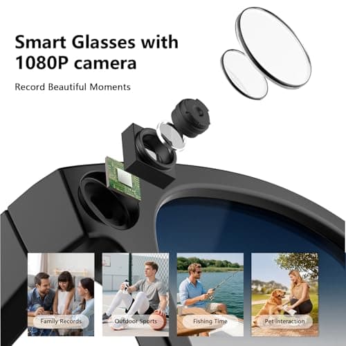 AI Smart Glasses with ChatGPT, 8MP Camera Glasses with Camera and Audio, AI Translation Sunglasses with 164 Languages, Bluetooth Sunglasses with Voice /Calling, 8-Hour Music Playback, Gradient Blue