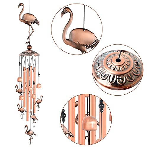 JOBOSI Flamingo Wind Chimes, Gifts for Mom Women Grandma Friends Mother, Flamingo Room Garden Decor Patio Decorations, with S Hook Flamingo Gifts B0968DSJW7