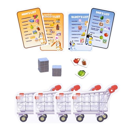 Bluey Shopping List Game, Join Bluey, Bingo, Bandit & Chilli On A Fun Supermarket Adventure, Race to Fill Your Trolley in This Fun Memory and Matching Game, for Ages 3+, 2-4 Players
