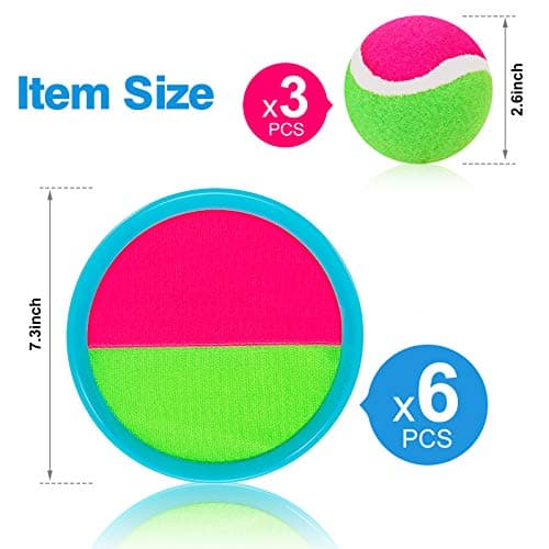 Outdoor Games, Toss and Ball Set with 6 Paddles and 3 Balls, Perfect Yard Games Outdoor Toys Games for Kids Ages 4-8 Easter Gifts for Kids/Adults/Family