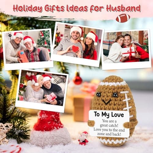 Birthday Gifts for Him Her Boyfriend Girlfriend, to My Love Handmade Emotional Crochet Football, Small Cute Anniversary Present for Him, Mini Romantic I Love You Gift for Husband Wife Couple
