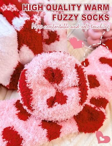 Womens Fuzzy Socks Warm Fluffy Cozy Winter Slipper Thick Fleece Heart Socks 5 Pairs B0DK1SNMFD