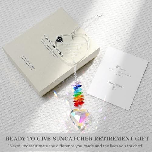 Classy Happy Retirement Gifts, Beautiful Retirement Party Decorations for Men, Retired Friend, Coworker, Nurse, Teacher Retirement Gifts for Women, K9 Crystal Suncatcher Retirement Gift B0DGXPBGK1