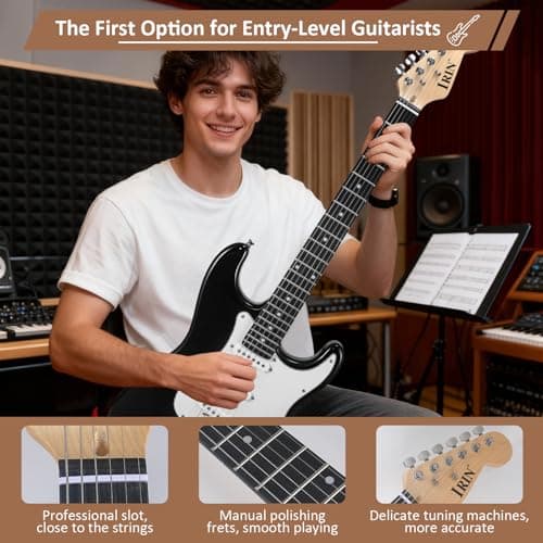 Jdfdexc Electric Guitar 39" inch Complete Beginner Starter kit Full Size with Amplifier,Complete Starter Set for Newcomers Electric Guitar Kit with Bag,Capo, Strap, String,Cable, Picks