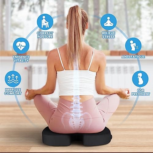TushGuard Seat Cushion for Office Chair Memory Foam Non-Slip Cushion Back, Relief Chair Pad, Butt Pillow for Office Chair, Car, Computer Desk, Black