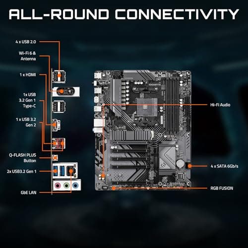 GIGABYTE B550 Eagle WIFI6 Motherboard, Supports AMD AM4 Ryzen 5000 Processors, ATX, DDR4, 2X M.2, PCIe 4.0, WIFI6, 1GbE LAN, EZ-Latch