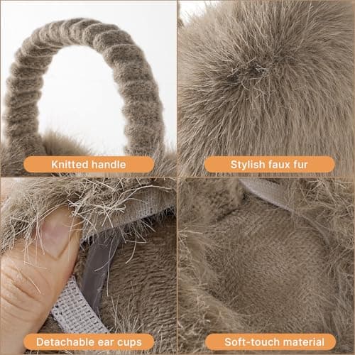 TOBEHIGHER Muffs for Winter Women - Faux Fur Earmuffs, Soft Warm Stylish Ear Muffs for Women Cute Foldable