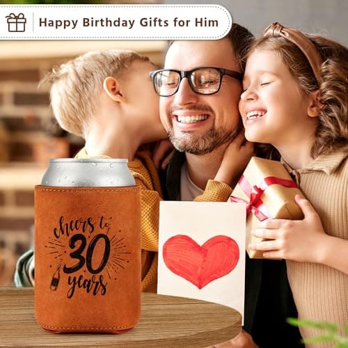 Cheers to 30 Years Vintage 1996 Leather Can Sleeve, Funny 30th Birthday Bday Gift for Dad, Mom, Husband, Wife, Uncle, Papa 30th Birthday Gifts Men 30 Years Old Happy Birthday Decorations for Women B0GS61V21G