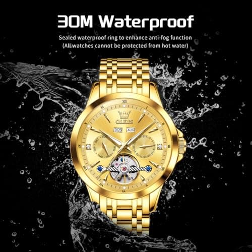 OLEVS Automatic Watches for Men Luxury Skeleton Multi-Function Mechanical Watch Self Winding Date Waterproof Luminous Mens Watch