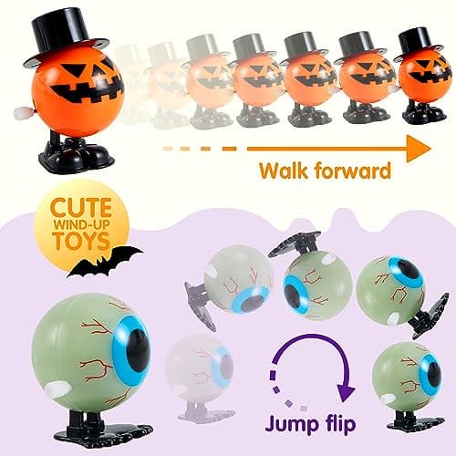 JOYIN 12 PCS Halloween Wind Up Toys for Kids Gifts, Wind Up Toys Bulk for Halloween Party Favors Goodie Bag Fillers, Student School Classroom Favors, Carnival Game Prizes