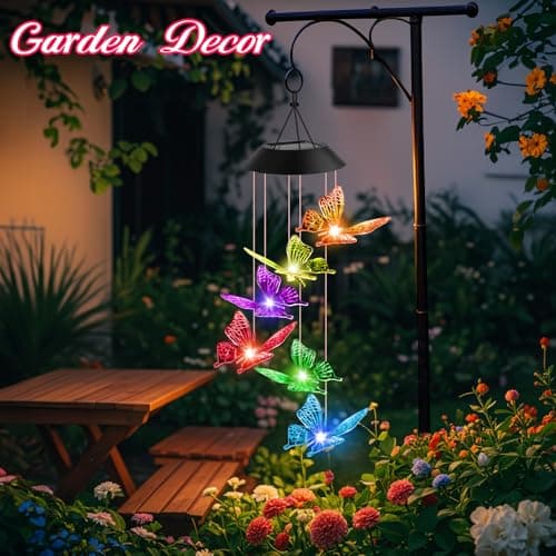 Unique Birthday Small Gifts for Mom Grandma Nana Wife Sister Auntie, Solar Lights Outdoor Decor for Garden Yard Patio Porch Winzwon Solar Wind Chimes, Christmas Gardening Butterfly Gifts for Women B0BTCP3YMM