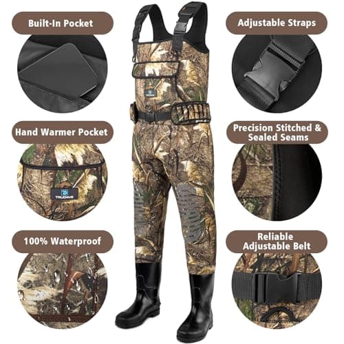 Trudave Chest Waders for Men & Women Waterproof,Fishing Neoprene Waders,Hunting Waders with Boots