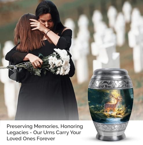 Deer Urn Ashes, Burial & Funeral for Adult Remains, Memorial Gift for Men & Women, Handcrafted, Cremation Urns for Human Ash Small, Green, 3 Inch B0F67DZ9FG
