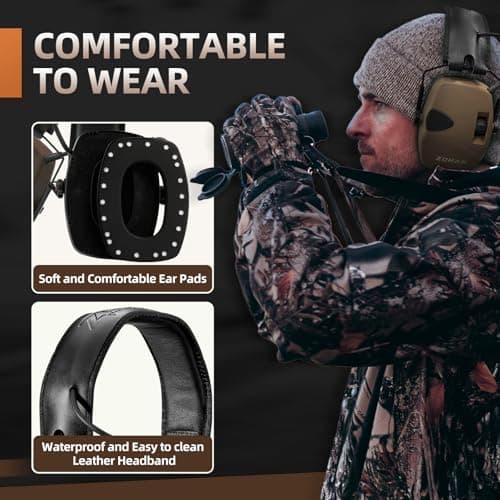 ZOHAN EM054 Electronic Shooting Ear Protection with 4X Sound Amplification 2 Pack,Slim Active Noise Reduction Earmuffs for Gun Range