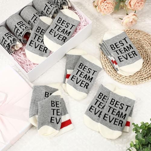 12 Pairs Best Team Ever Crew Socks Bulk Employee Appreciation Gifts for Women Men Staff Coworker Office Christmas