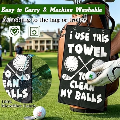Premium Cleaning Towel for Golf Balls and Clubs; Easy To Attach to Golf Bags for Practice, Tournaments, and Daily Play Lihome Golf Accessories for Men, Funny Golf Towel, Golf Gifts for Men B0GX7CVYCL