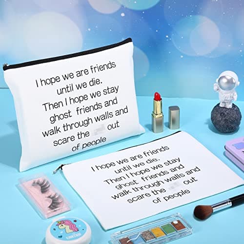 Frienda 3 Pcs Good Friend Gifts Cosmetic Bag for Women Friendship Makeup Bag Travel Cases for Birthday Graduation Moving Away Christmas Bestie Soul Sister(Trend Style)