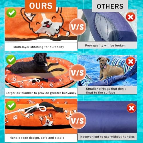 Inflatable Dogs Pool Float with Rope,Puppy Raft Floating Mat,Pet Float for Small Medium Large Dogs Up to 80lb